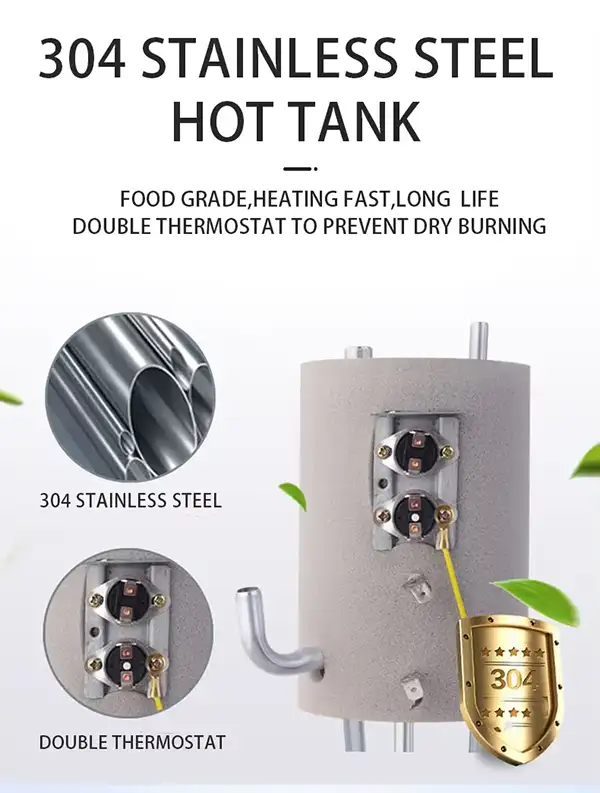 304 stainless steel hot water tank and dual temperature control